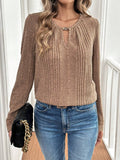 Cutout Round Neck Long Sleeve T-Shirt - Trendsi