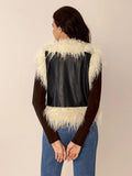 Tied Fringe Contrast Vest - Trendsi