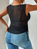 Side Drawstring Ruched Tank - Trendsi - Flyclothing LLC