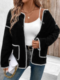 Perfee Pocketed Contrast Button Up Jacket - Trendsi