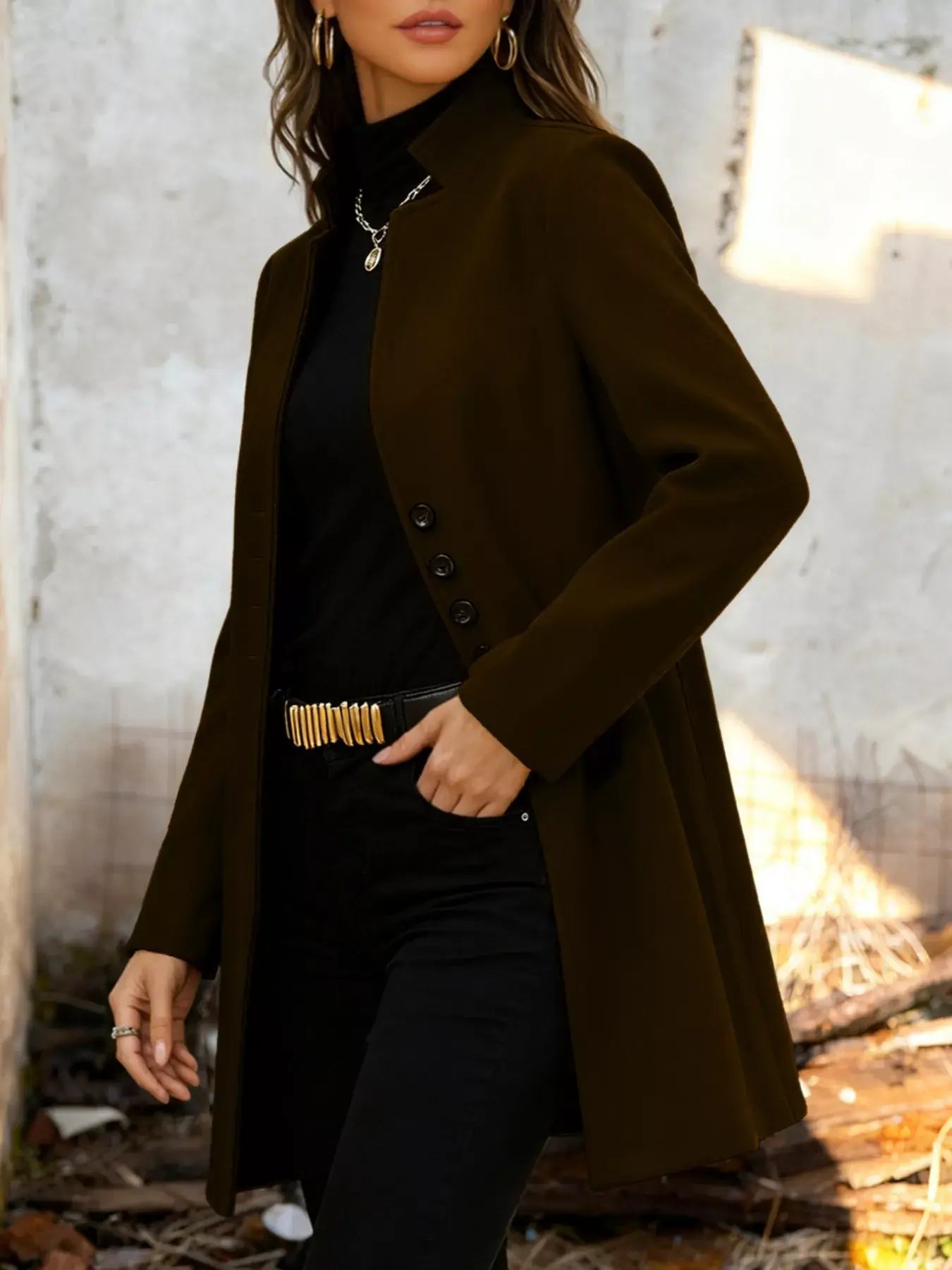 Button-Down Longline Outerwear - Trendsi - Flyclothing LLC