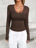V-Neck Long Sleeve T-Shirt - Trendsi - Flyclothing LLC