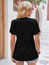 Double Take Ruched V-Neck Short Sleeve T-Shirt - Trendsi - Flyclothing LLC