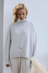 Basic Bae Turtleneck Dropped Shoulder Long Sleeve Sweater - Trendsi - Flyclothing LLC