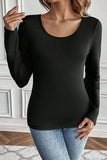 Round Neck Long Sleeve Top - Trendsi - Flyclothing LLC