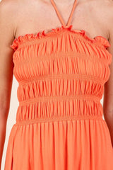 Culture Code Tie Back Shirring Dress with Pockets - Trendsi