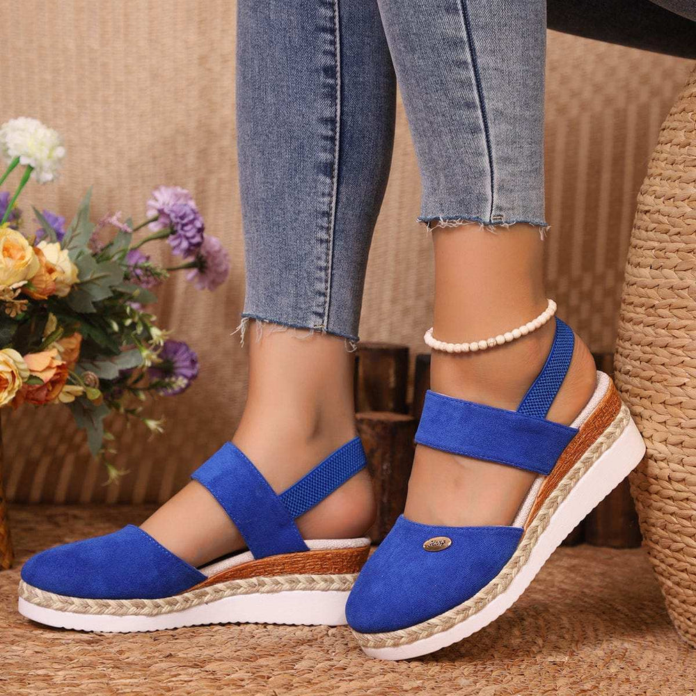 Round Toe Wedge Sandals - Trendsi - Flyclothing LLC