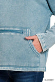 Zenana Fleece Washed High Neck Kangaroo Pocket Sweatshirt - Trendsi - Flyclothing LLC