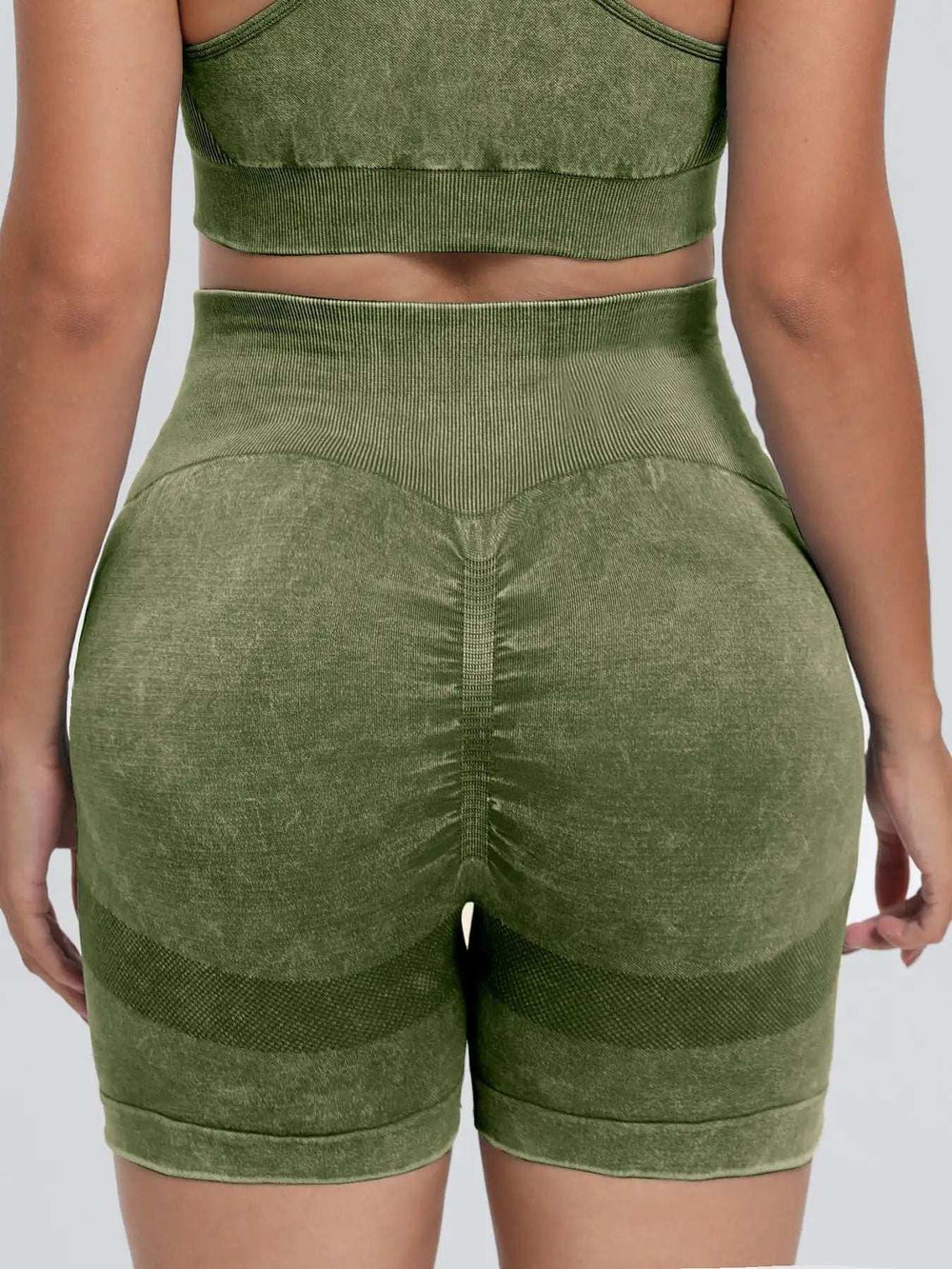 Washed High Waist Active Shorts - Trendsi - Flyclothing LLC