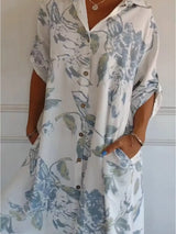 Full Size Floral Print Button-Up Shirt Dress Plus Size - Trendsi - Flyclothing LLC