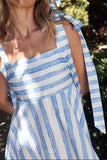 Striped Square Neck Wide Strap Dress - Trendsi - Flyclothing LLC