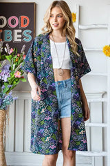 Heimish Full Size Half Sleeve Floral Open Cardigan Plus Size - Trendsi - Flyclothing LLC