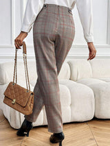Perfee Plaid Straight Pants with Pockets - Trendsi - Flyclothing LLC