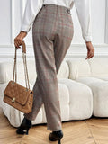 Perfee Plaid Straight Pants with Pockets - Trendsi