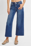 RISEN Raw Hem Wide Leg Cropped Jeans - Trendsi