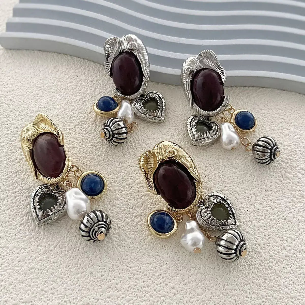 Zinc Alloy Heart Dangle Earrings - Trendsi - Flyclothing LLC