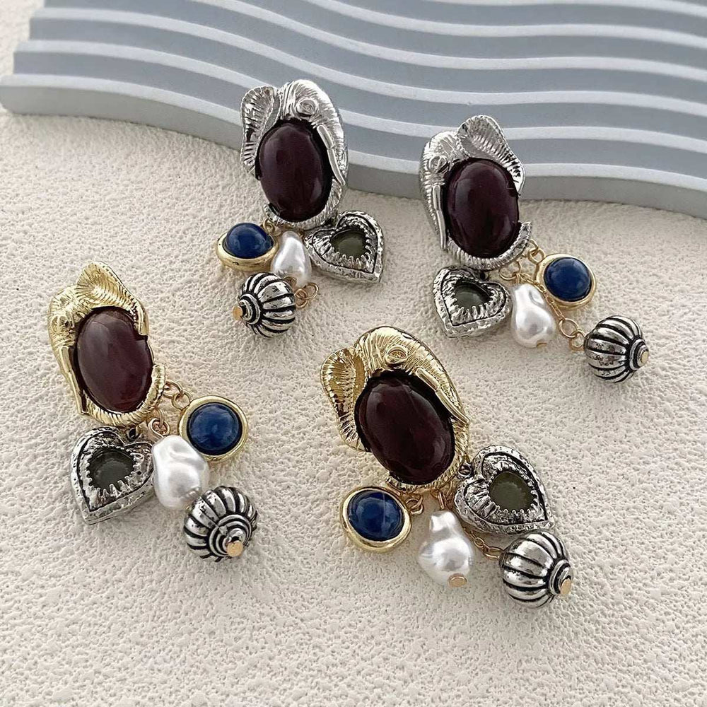 Zinc Alloy Heart Dangle Earrings - Trendsi - Flyclothing LLC