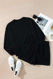 MERRY Sequin Round Neck Long Sleeve Top and Shorts Set - Trendsi - Flyclothing LLC