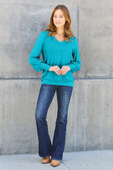 Basic Bae Full Size V-Neck Lantern Sleeve Top - ShopBasicbae - Flyclothing LLC