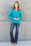 Basic Bae Full Size V-Neck Lantern Sleeve Top - Trendsi - Flyclothing LLC
