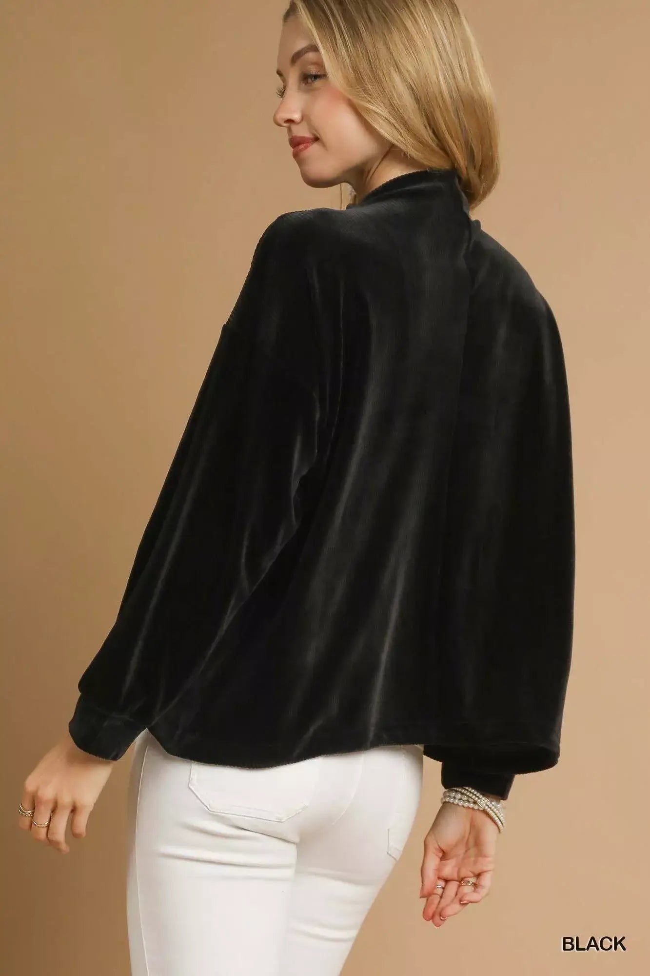 Umgee Ribbed Drawstring Hem Knit Top - Trendsi - Flyclothing LLC