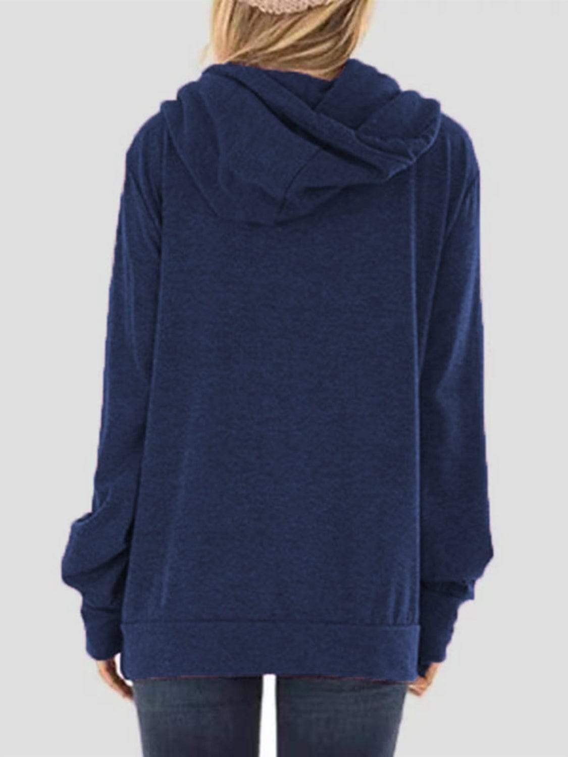 Drawstring Letter Graphic Long Sleeve Hoodie - Trendsi - Flyclothing LLC