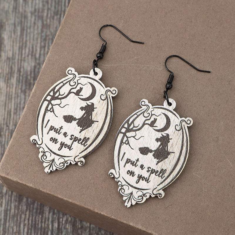 Witch Wooden Dangle Earrings - Trendsi - Flyclothing LLC