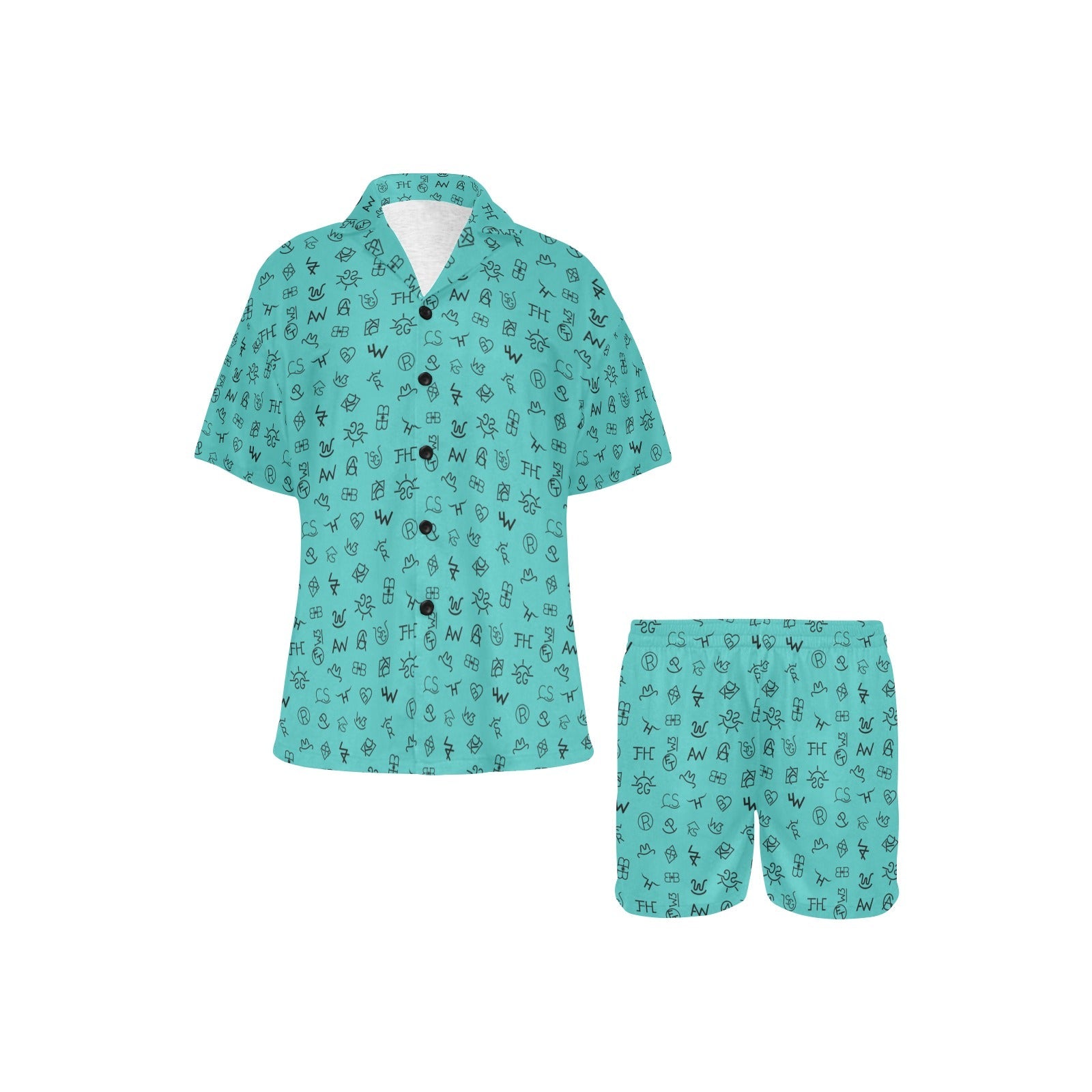 Baha Ranch Mini Turquoise Cattle Brands Women's Western Pajama Set