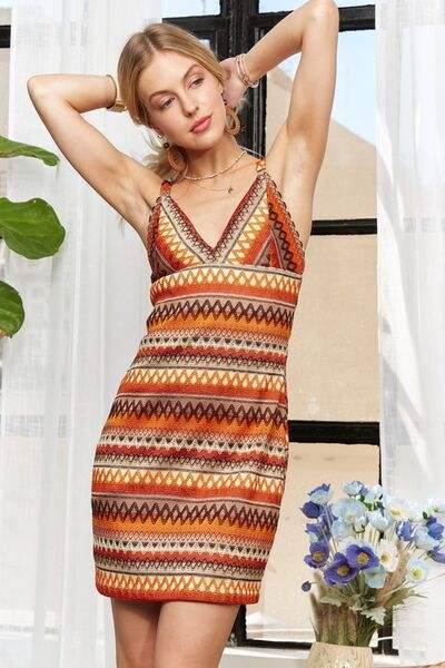 ADORA Contrast Striped V-Neck Mini Dress - Trendsi - Flyclothing LLC