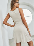Button Up Square Neck Wide Strap Dress - Trendsi