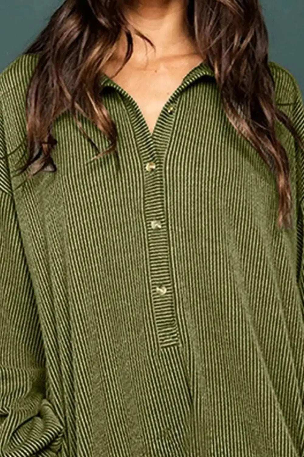 Half Button Collared Neck Long Sleeve Dress - Trendsi - Flyclothing LLC