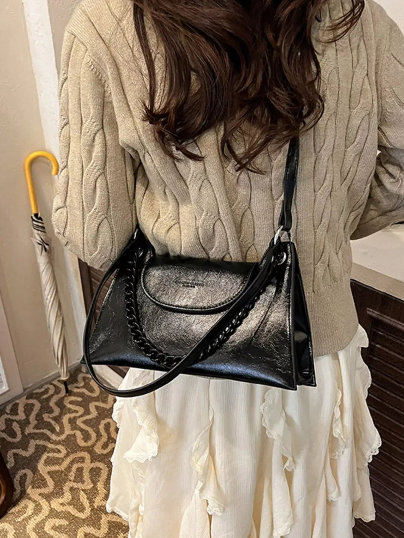 Chain Decor Flap Crossbody Bag - Trendsi - Flyclothing LLC