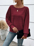 Full Size Round Neck Long Sleeve Top - Trendsi - Flyclothing LLC