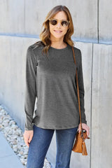 Basic Bae Full Size Round Neck Long Sleeve Top - ShopBasicbae - Flyclothing LLC
