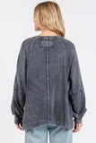 Mittoshop Mineral Wash Raglan Long Sleeve Oversized Top - Trendsi