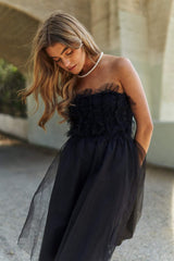 J.NNA Mesh Ruffle Tube Top Swing Dress - Trendsi - Flyclothing LLC
