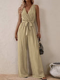 Tied Surplice Sleeveless Wide Leg Jumpsuit - Trendsi - Flyclothing LLC