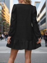 Round Neck Long Sleeve Mini Dress - Trendsi - Flyclothing LLC