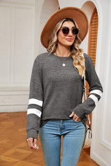 Round Neck Long Sleeve Top - Trendsi - Flyclothing LLC