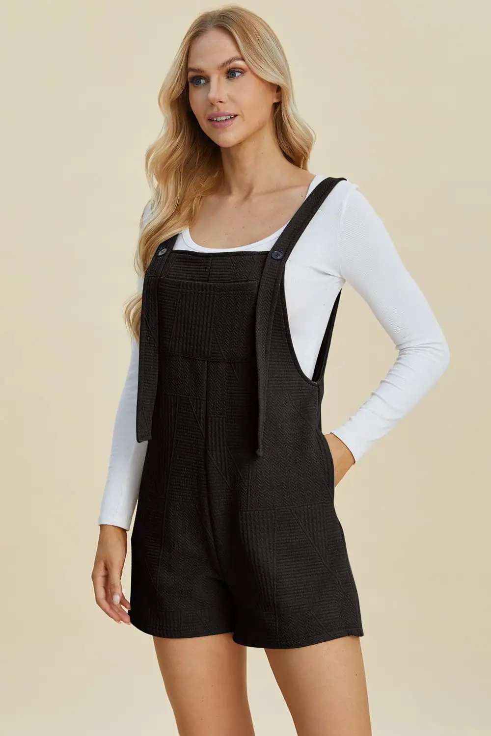 Double Take Full Size Texture Sleeveless Romper - Trendsi - Flyclothing LLC
