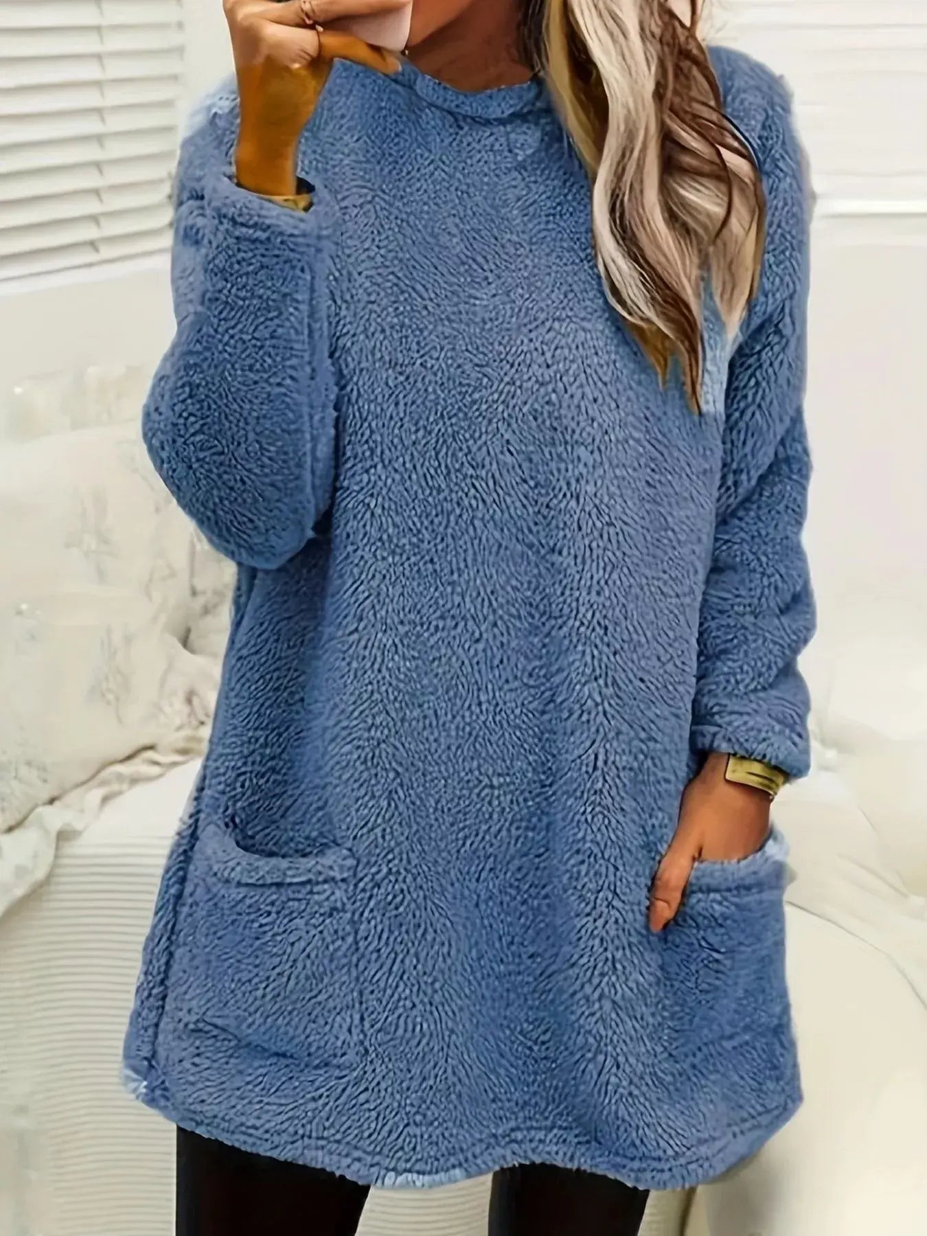 Fleece Long Sleeve Sweatshirt - Trendsi - Flyclothing LLC
