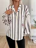 Perfee Striped Collared Neck Long Sleeve Shirt - Trendsi