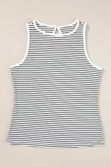 Striped Ribbed Round Neck Tank - Trendsi - Flyclothing LLC
