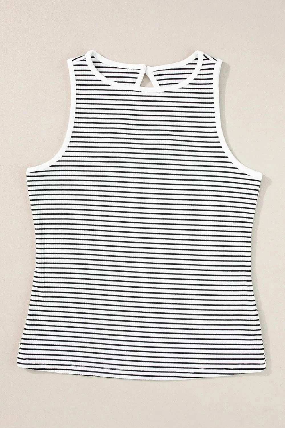 Striped Ribbed Round Neck Tank - Trendsi - Flyclothing LLC