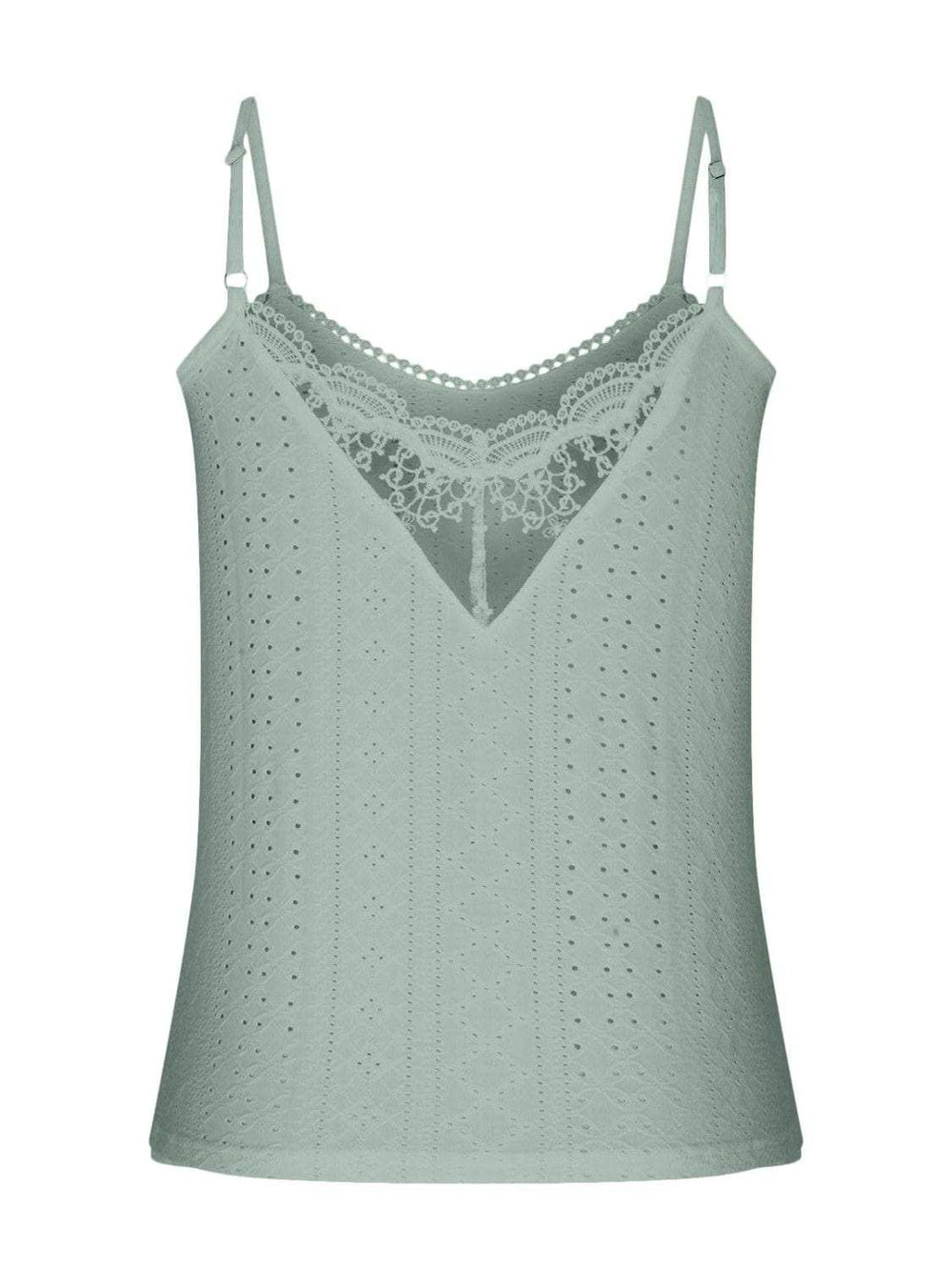 Eyelet Lace Detail V-Neck Cami - Trendsi - Flyclothing LLC