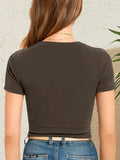 Round Neck Short Sleeve Crop T-Shirt - Trendsi - Flyclothing LLC