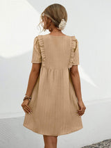 Tie Neck Short Sleeve Mini Dress - Trendsi - Flyclothing LLC