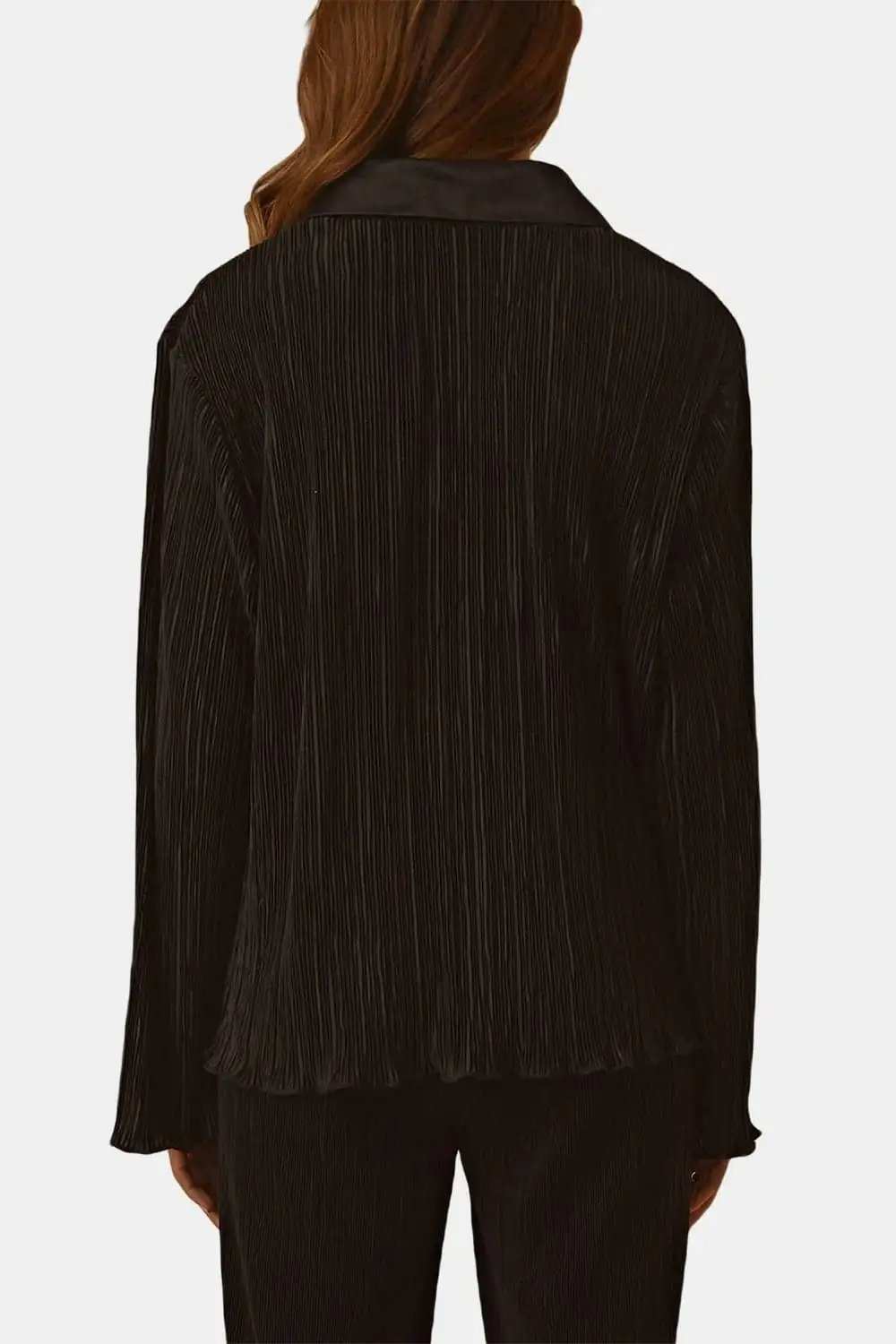 Textured Button Up Collared Neck Top and Pants Set - Trendsi - Flyclothing LLC