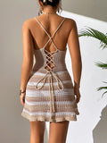 Cutout Striped Spaghetti Strap Cover Up Dress - Trendsi