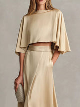 Full Size Satin Crop Top and Maxi Skirt Two-Piece Set Plus Size - Trendsi - Flyclothing LLC